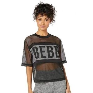 Bebe Black Mesh Women's Top